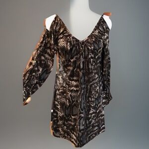 Animal Print Cold Shoulder Mini Dress sz S/P